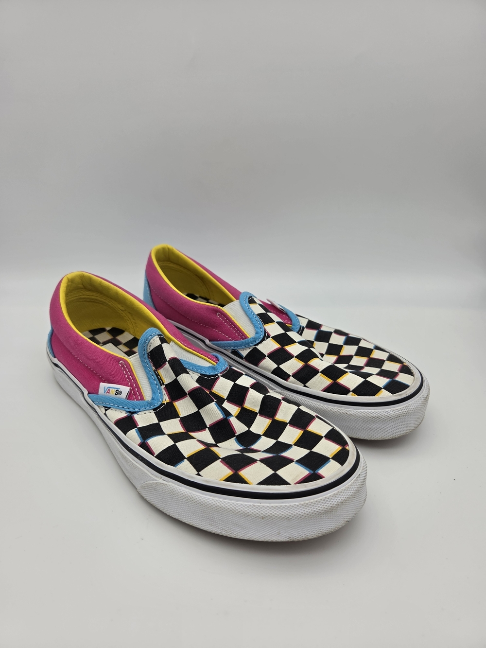 Vans Classic Slip-On 3D Crazy Checkerboard Multicolor Glitch Sneaker Shoes 8w